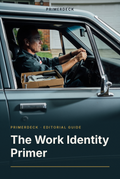 PrimerDeck cover: The Work Identity Primer: man in profile sitting in his parked car with a box of desk things beside him