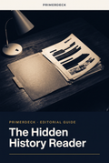PrimerDeck cover — The Hidden History Reader: archival folder under desk lamp in navy duotone